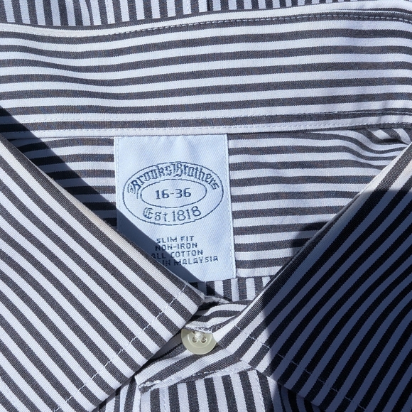 Brooks Brothers Classic Striped Men's Shirt 16-36 Slimfit Grey Stripe - Picture 2 of 6